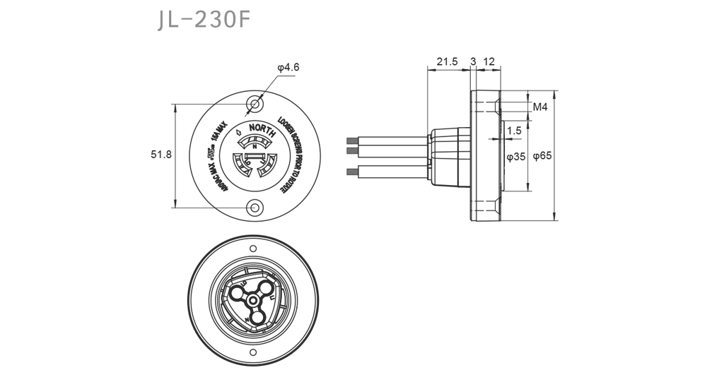 JL-230F Built-In 3-Pin NEMA Socket Overview: