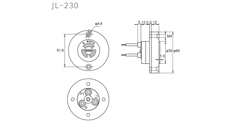 JL-230 Built-In 3-Pin NEMA Socket Overview: