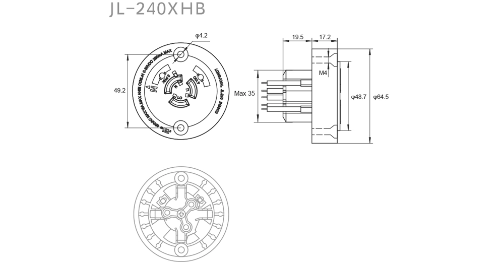 JL-240XHB Built-In 5-Pin NEMA Socket Overview: