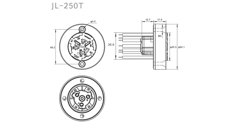 JL-250TXA Built-In 7-Pin NEMA Socket Overview: