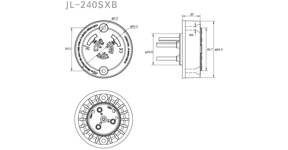 JL-240SXB Built-In 5-Pin NEMA Socket Overview: