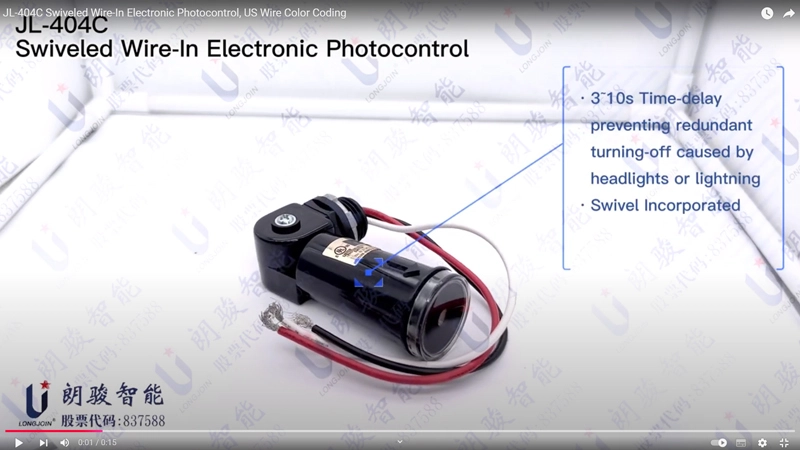 JL-404C Swiveled Wire-In Electronic Photocontrol, US Wire Color Coding